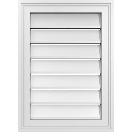 Ekena Millwork Vertical Surface Mount PVC Gable Vent: Functional, w/ 2"W x 1-1/2"P Brickmould Frame, 16"W x 22"H GVPVE16X2202SF